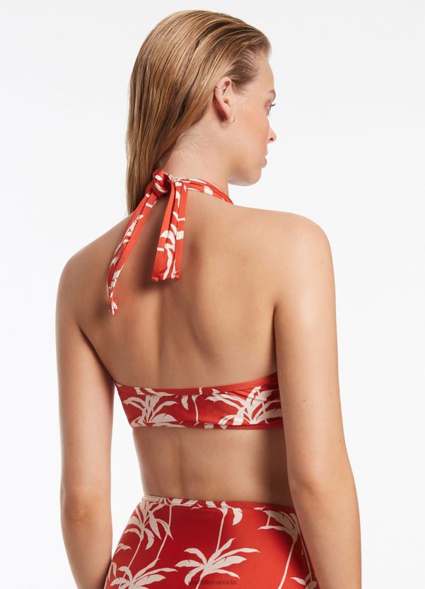 Seafolly Women Palme Halter Tie Top ZZ6BL484 Swimwear Cherry