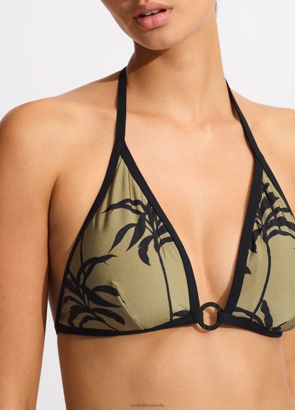 Seafolly Women Palme Halter Top ZZ6BL483 Swimwear Olive