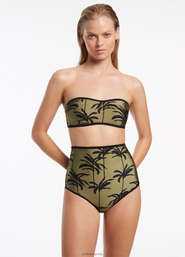 Seafolly Women Palme Minimal Bandeau Top ZZ6BL485 Swimwear Olive