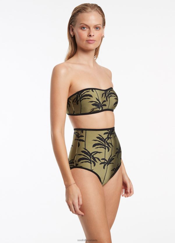 Seafolly Women Palme Minimal Bandeau Top ZZ6BL485 Swimwear Olive