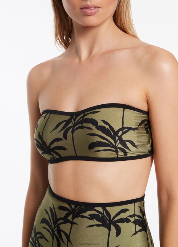 Seafolly Women Palme Minimal Bandeau Top ZZ6BL485 Swimwear Olive