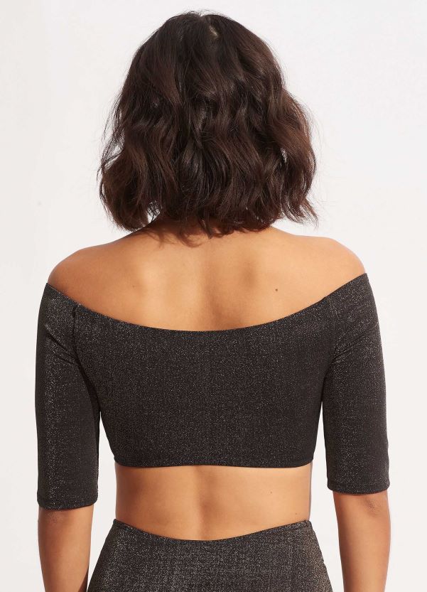 Seafolly Women Poolside Twist Ring Crop Top ZZ6BL624 Swimwear Sepia