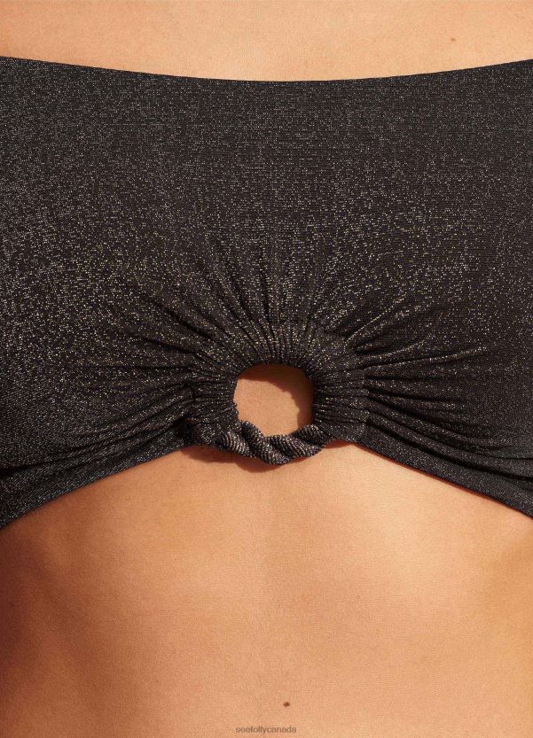 Seafolly Women Poolside Twist Ring Crop Top ZZ6BL624 Swimwear Sepia