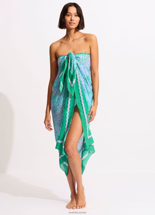 Seafolly Women Sea Skin Sarong ZZ6BL717 Swimwear Vivid Green